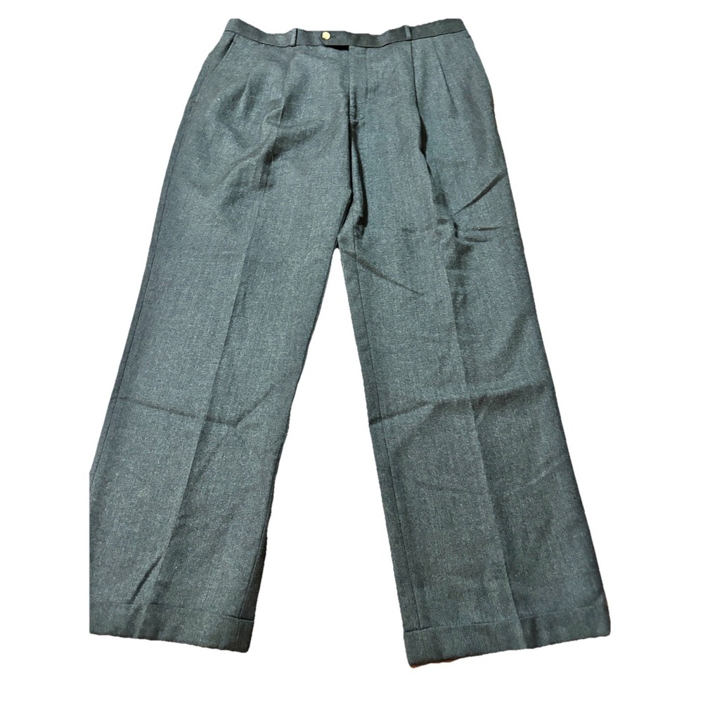 Cordovan & Grey Mens 40x31 Dress Pants Trousers Pleated‎ Cuffed Charcoal Vtg